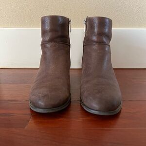 Brown leather ankle boots
